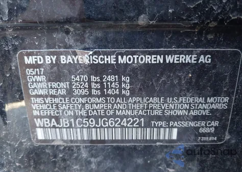 2018 BMW 530E xDrive Iperformance from USA, damaged, VIN WBAJB1C59JG624221